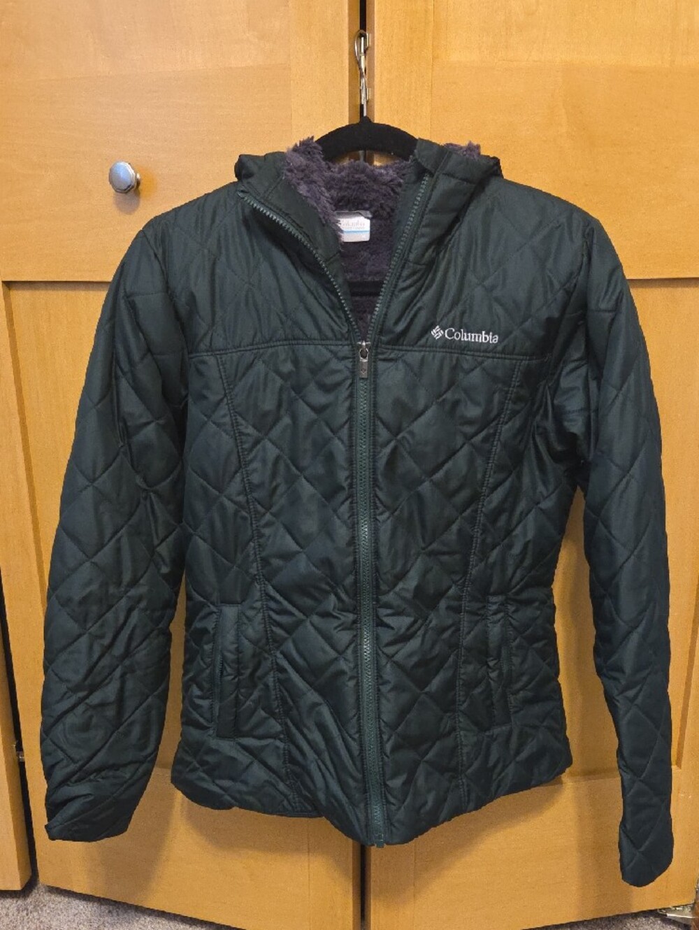 Women's Columbia Green Quilted Hooded Puffer Jacket - Picture 2 of 16